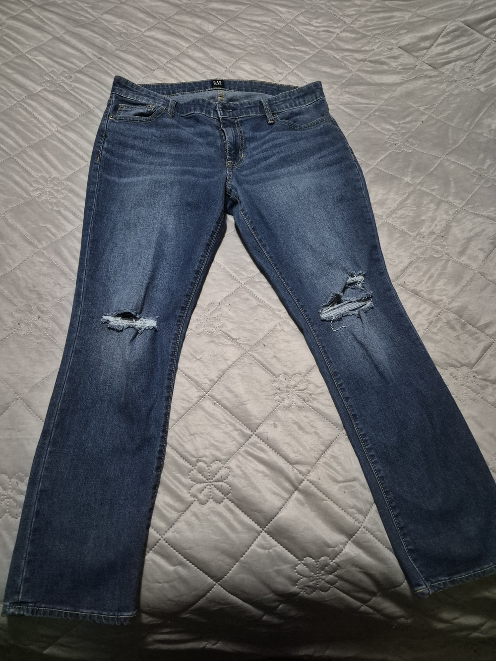 GAP Dark Blue Flare Jeans with Knee Rips
